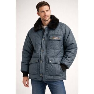 80s Walls Mens 3XL Blizzard-Pruf Polar 10 Insulated Parka Blue Quilted Work Coat